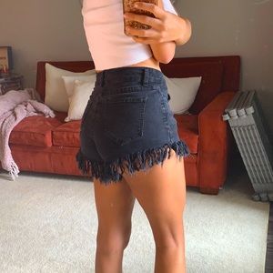 Black Fringe Shorts